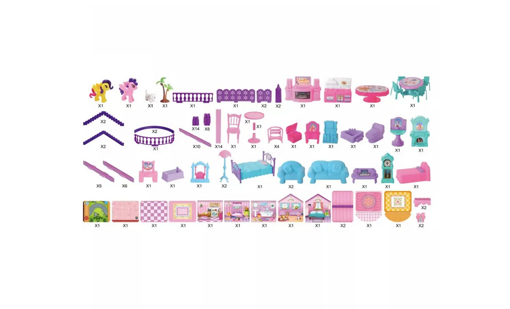 Casa de Muñecas Infantil con Muebles y Animales