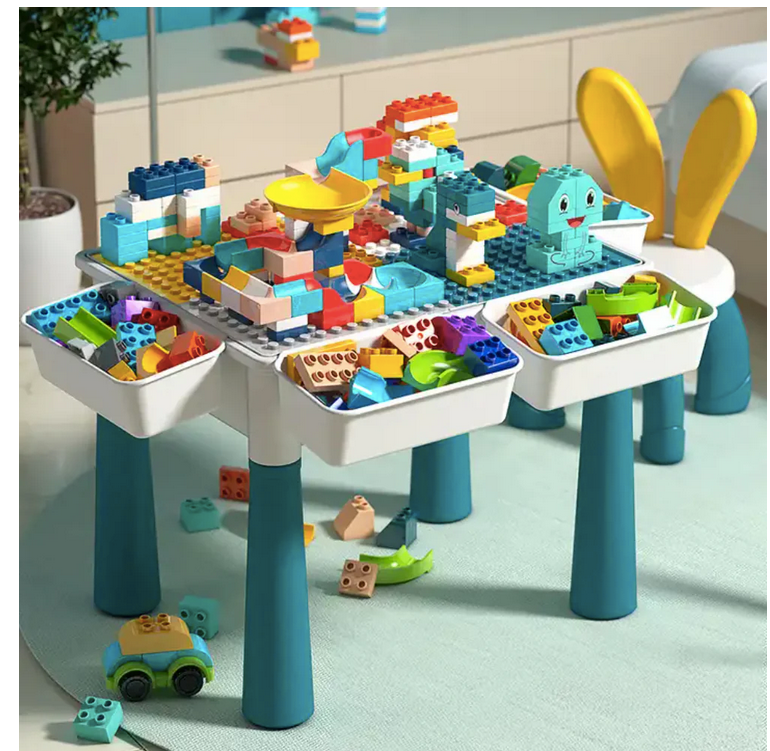 Curimesa de Juegos Didáctica Construcción Bloques y Silla 60 Pcs