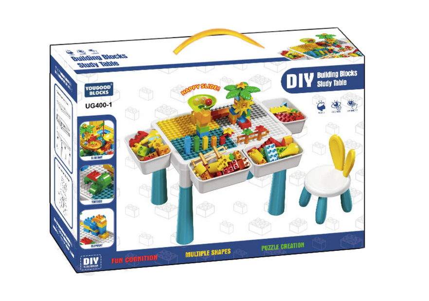 Curimesa de Juegos Didáctica Construcción Bloques y Silla 60 Pcs